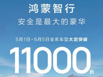鸿蒙智行全系车型5月1日-5日即将突破22000台